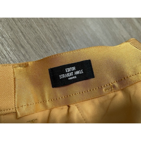 Express Pants Womens Sz 2R Regular Editor Straight Ankle High Rise Yellow - Picture 5 of 8